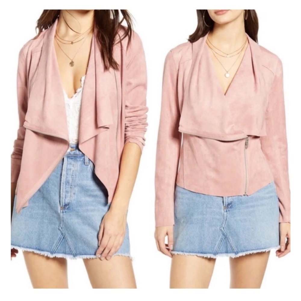 EUC like new Drape Front Faux Suede Jacket Pink Adobe BLANKNYC BLANK NYC medium